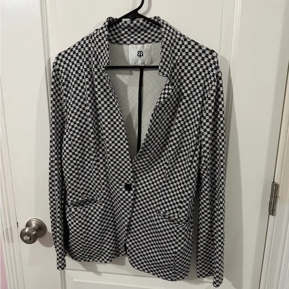 Betabrand Catstooth Transcendent Blazer - Black & White - Size Large - Picture 2 of 8